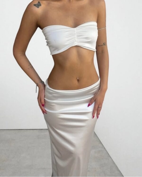 POLLERA SATEN WHITE